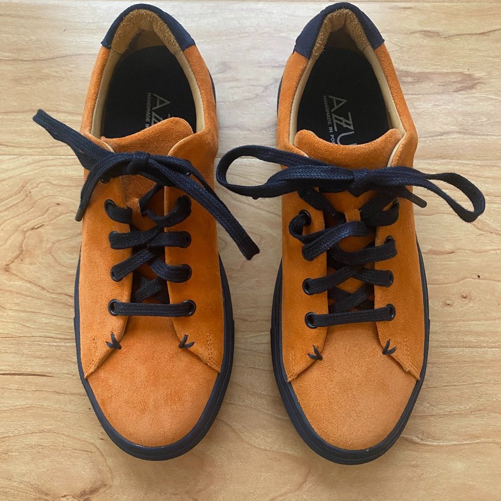 Azzul Classic Braga Orange Suede Shoe Size 39